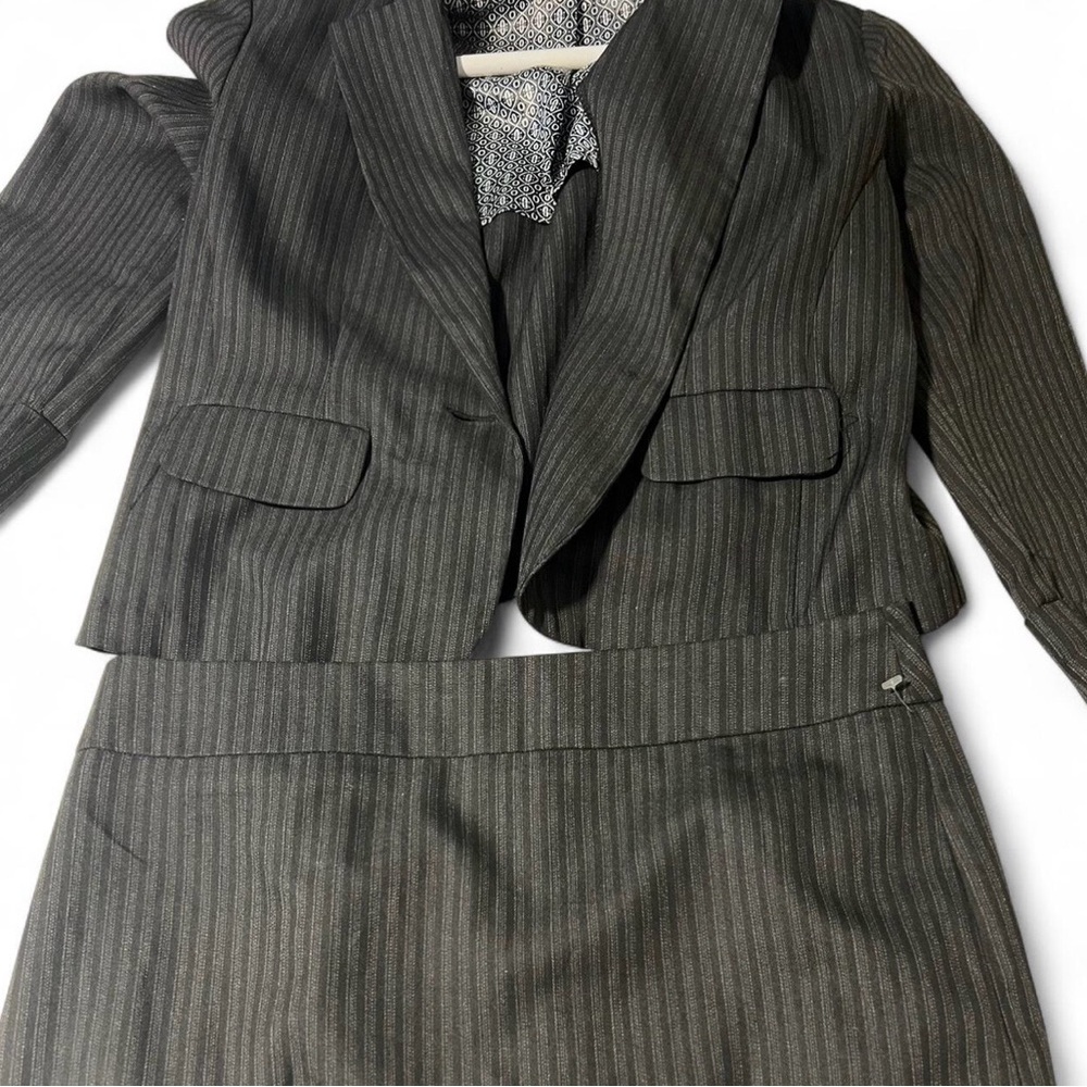 Flirtatious Pinstripe Blazer and Skirt Set